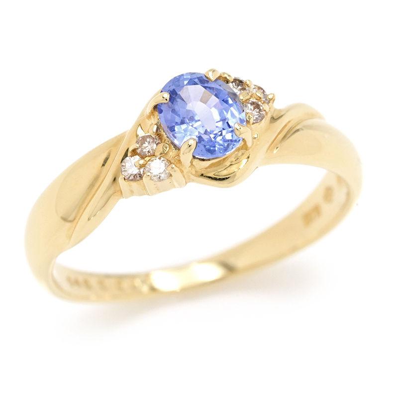 ジュエリーマキ 0.43ctブルーサファイアリング 11号 K18YG 0.06ct 