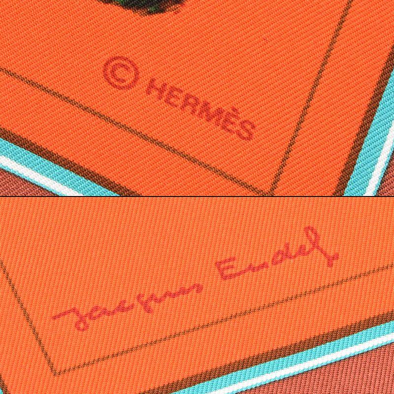 HERMES エルメス カレ90 馬着 シルク オレンジ グリーン HERMES エルメス カレ90 馬着 シルク オレンジ グリーン