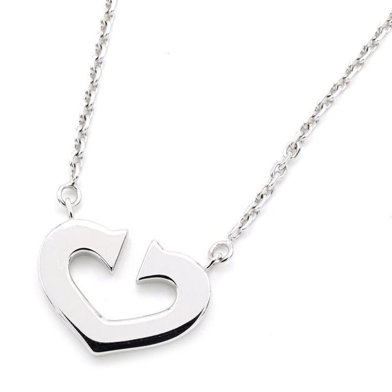 Cartier カルティエ Cハートネックレス K18WG ハートモチーフ ハートC  