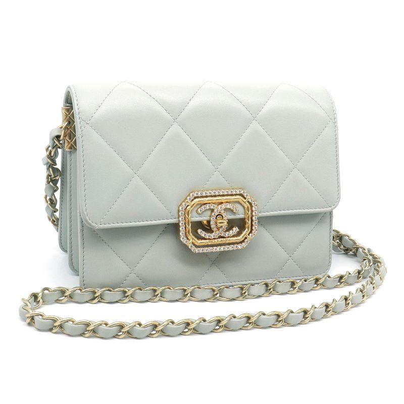 シャネル マトラッセ チェーンショルダーバッグ ランダム番 AS3720 カーフレザー ライトグレー CCマーク ゴールド金具 灰色 中古 送料無料 マトラッセ シャネル チェーンショルダーバッグ ランダム番 AS3720