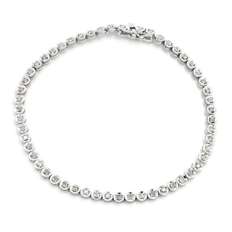 値下げ1ct ダイヤ 18wg テニスブレス 美品 1.0ct天然ダイヤモンドブレスレット K18WG ダイヤテニスブレスレット