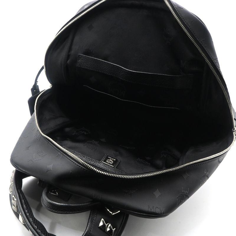 エムシーエム MCM バックパック MMK1SVH01BK001 PVC レザー ブラック スタッズ ヴィセトス柄 リュックサック 黒 中古 送料無料 MCM（エムシーエム） バックパック MMK1SVH01BK001 PVC レザー