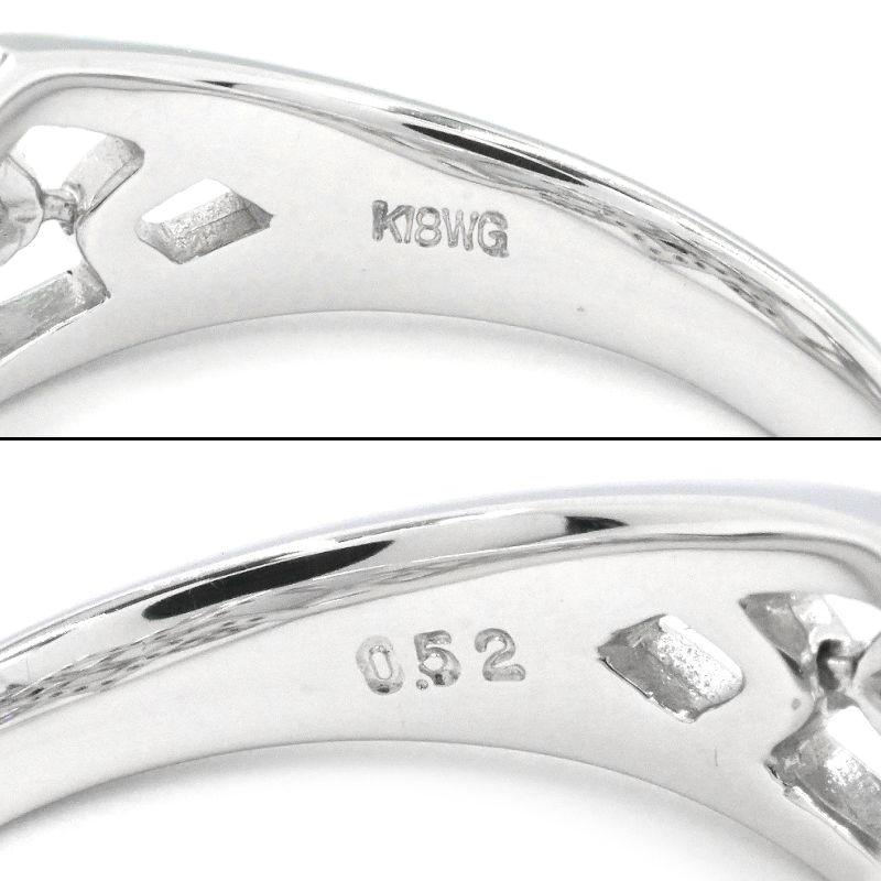 0.52ct天然ダイヤモンドリング 13号 K18WG パヴェダイヤリング 