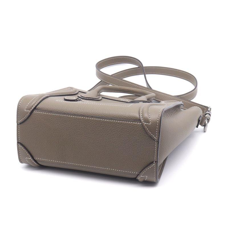 セリーヌ ラゲージナノ/ドラムドカーフスキン  189243DRU.09SO【Aランク】(中古) CELINE（セリーヌ） ラゲージ ナノショッパー ハンドバッグ 2WAY