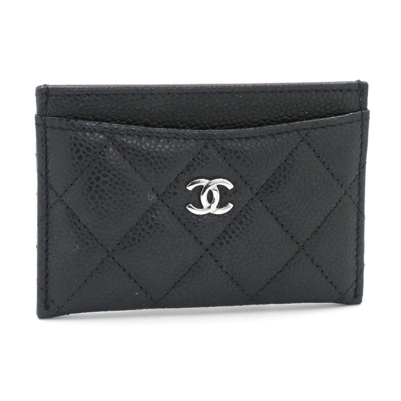 CHANEL キャビア ココマーク ケース 黒 キャビアスキン シャネル カードケース ランダム番 ブラック シルバー