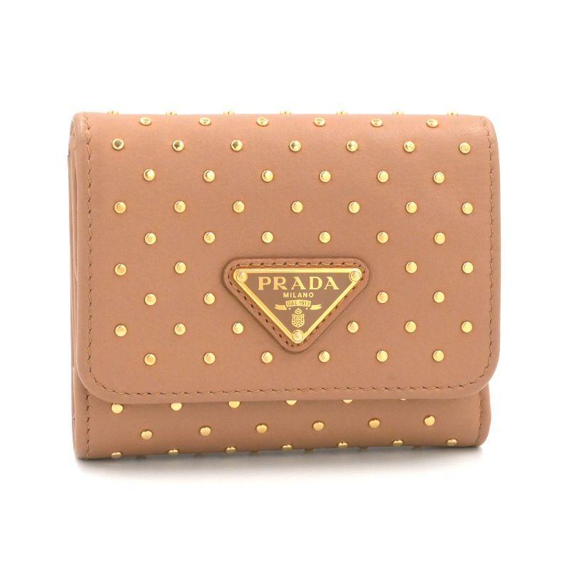 PRADA（プラダ） 三つ折り財布 1MH043 レザー ナチュラル ゴールド金具 