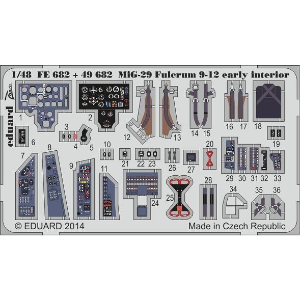 エデュアルド   ズーム1/48FE682 MiG-29 Fulcrum 9-12 early interior for Great Wall Hobby kits｜college-eye