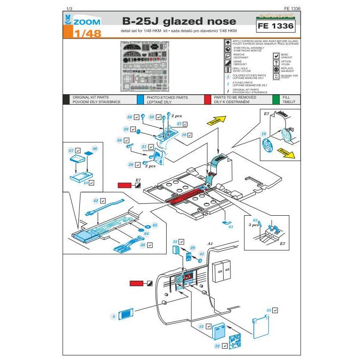 模型、プラモデル エデュアルド ズーム1/48 FE1336 B-25J glazed nose 