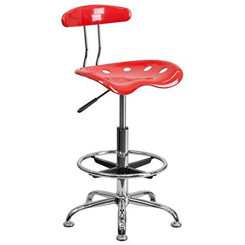 Flash　Furniture　Bradley　Vibrant　with　Seat　and　Chrome　Cherry　Stool　Drafting　Tomato　Tractor