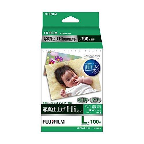 （まとめ）　富士フィルム　FUJI　1冊（100枚）　L判　画彩　WPL100HIC　写真仕上げHi〔絹目調〕　〔×4セット〕