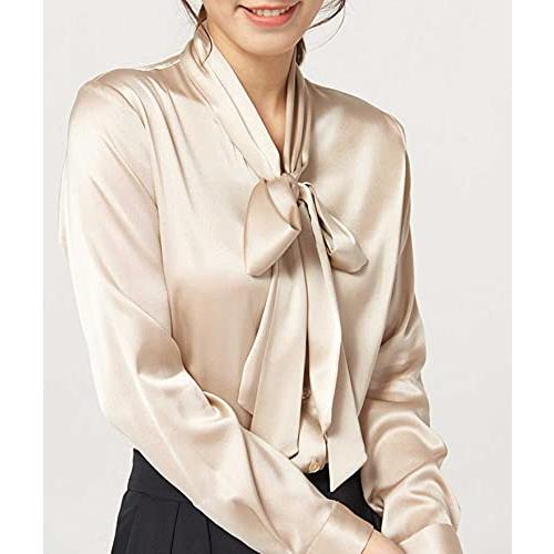 MAYUDAMAシルク)重厚シルク ブラウス ボウタイ 大きなリボン ブラウス