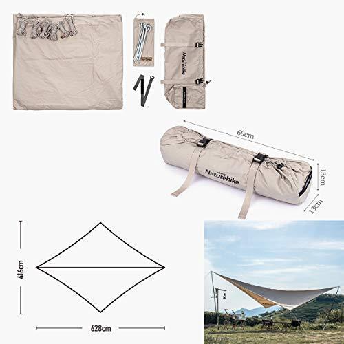 Naturehike 綿布天幕タープ 防水タープ日焼け 耐引裂性耐久性軽量 ポータブル 防水性 シェード キャンプ ハイキング 収納バッグ付 (Pleased) キャンプ ハイキング