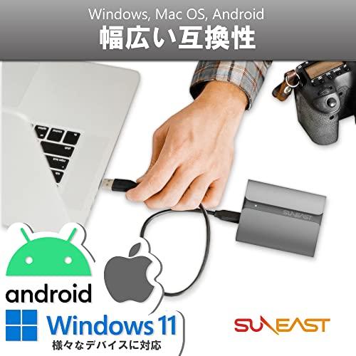 SUNEAST SSD 外付け 2TB USB3.1 Type-C 最大読込速度560MB/秒 USB Type-C 変換アダプタ付き 耐衝撃 SE-PSSD01AC-02TB Type