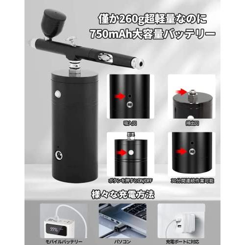 Froza エアブラシ 充電式 コンプレッサー セット ダブルアクション