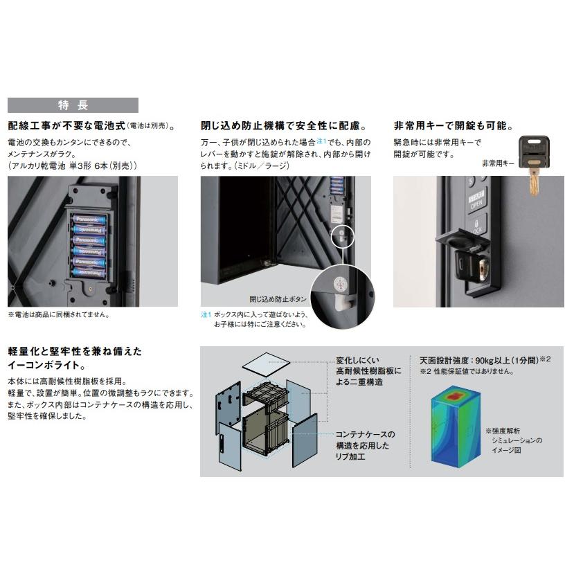 【ステンシルバー色(塗装)】パナソニック宅配ボックス・イーコンボライト　ラージタイプ　CTN6250RSC　本体サイズ 幅390×奥行き473×高さ790　法人様向販売_4