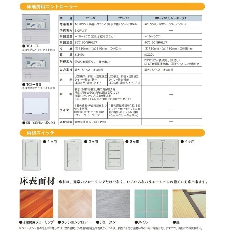 ツツミダンデーPTC電気式床暖房システム トイレ向けセット(単相三線式式200V) 定価￥111650- 床仕上げ材別途 法人、個人事業主、店舗様限定販売。の画像