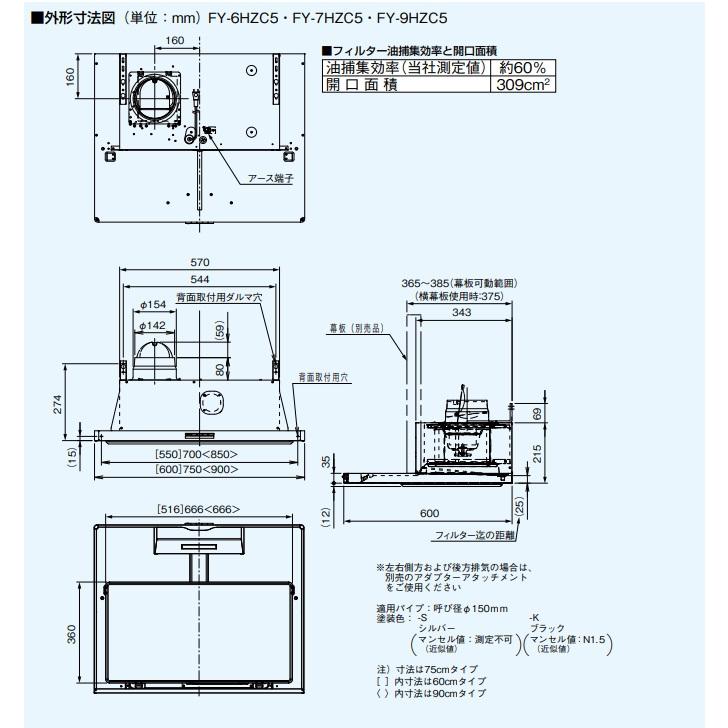 幅90cm、深型置換対応可能】パナソニック スマートスクエアフード