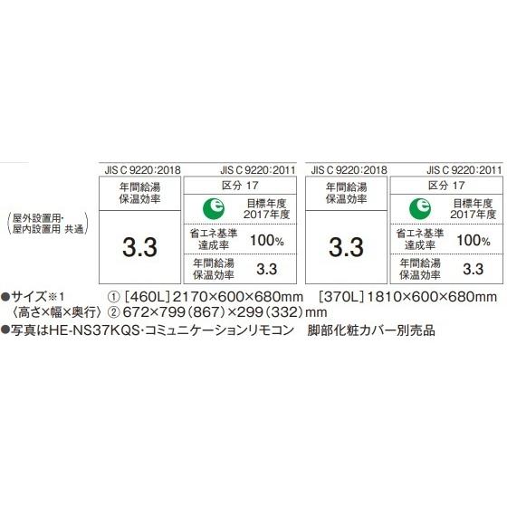 panasonic エコキュートNSシリーズ HE-NS37KQS 370L 新品 リモコン、端部カバー(3方向)付き 2022年製 1点限り・早い者勝ち! Panasonic エコキュートNSシリーズ370LフルオートHE-NS37KQS+