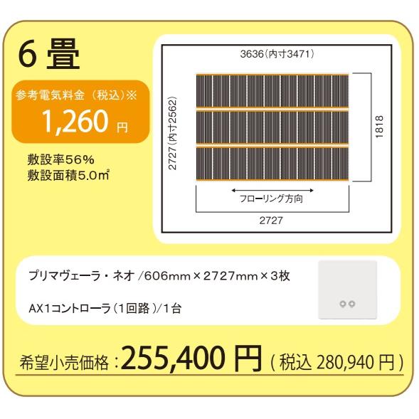 アルシステム電気式床暖房システム プリマヴェーラ・ネオ 6畳間向け 