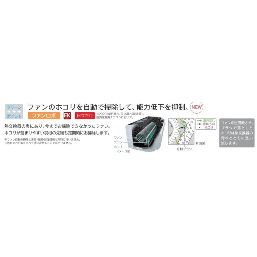 日立ルームエアコン メガ暖 白くまくんEKシリーズ RAS-EK25L2(W)+RAC 