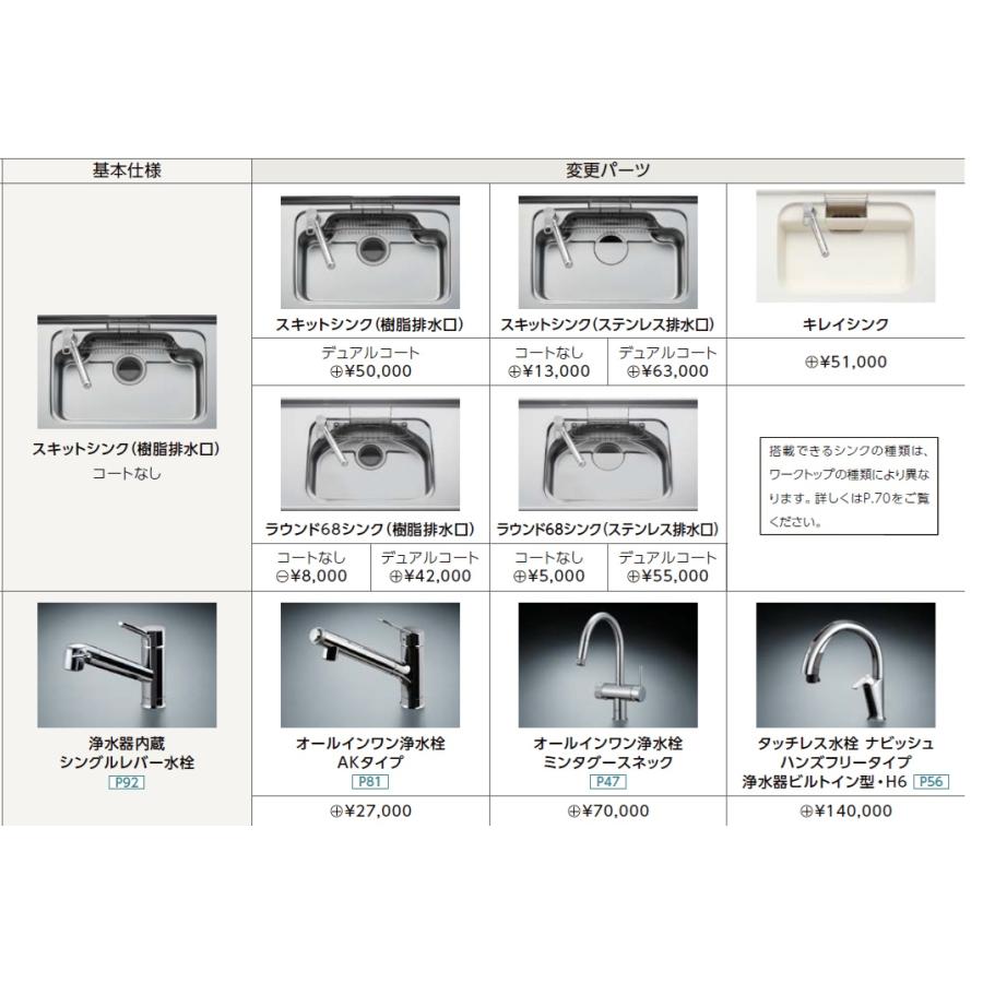 シエラ LIXILシステムキッチン シエラS I型2400開き扉プラン ステン天