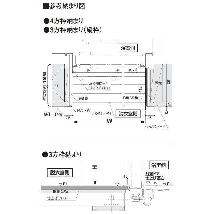 フクビ化学工業UB枠URタイプ開き戸用3方枠セット(縦枠