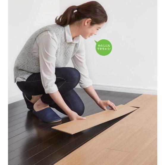 フローリング くぎ不要の簡単施工50枚入（約6畳）オーク柄 大建工業 吸着フローリング のり・釘不要で置くだけの簡単施工