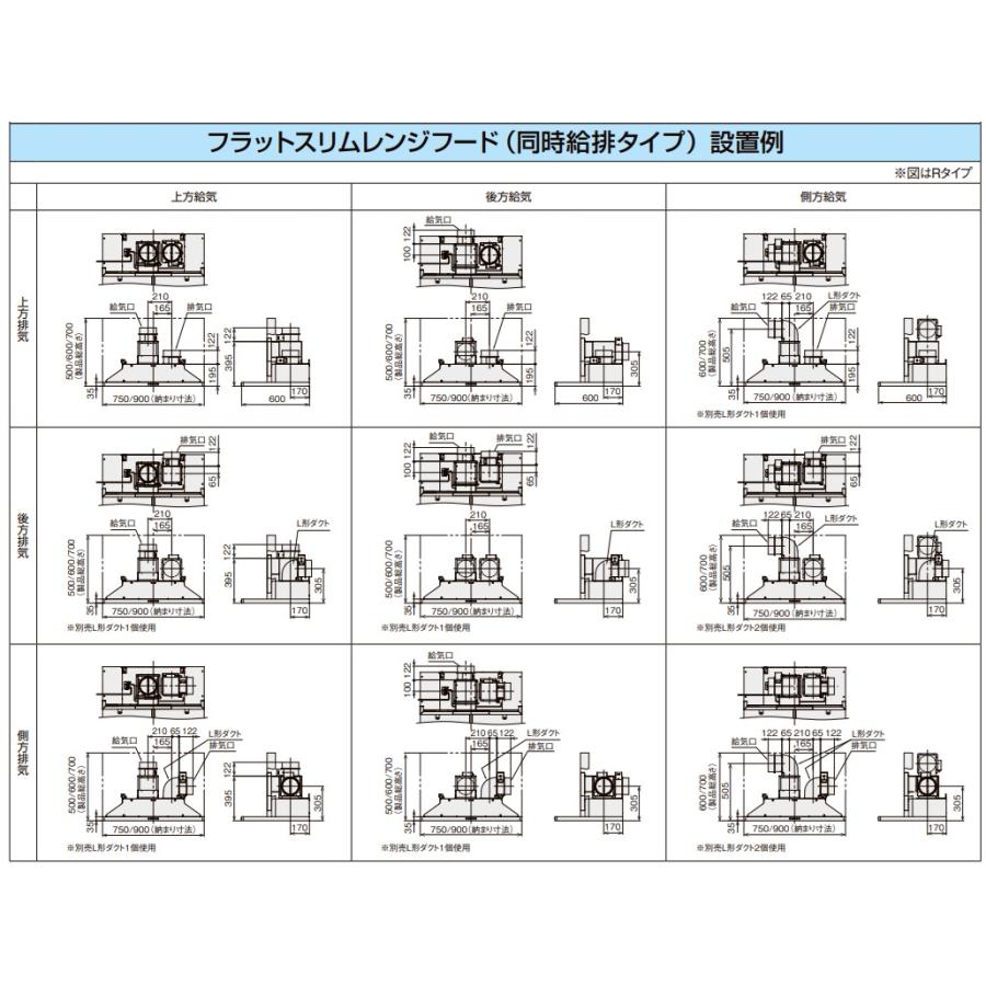 クリナップ フラットスリムレンジフード(シロッコファン・同時給排