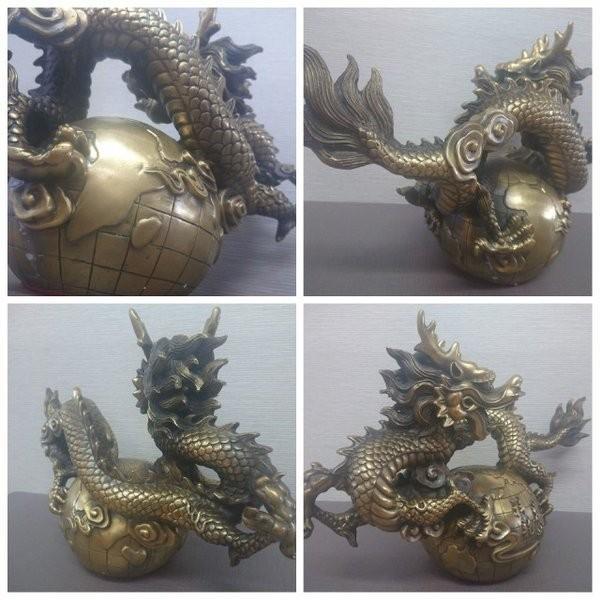 置物 風水 皇帝龍 龍の置物 龍 竜 真鍮 ブロンズゴールド ドラゴン