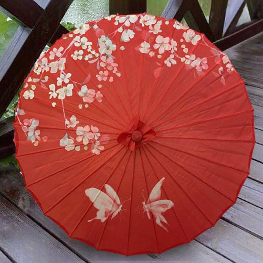 傘 和傘 赤 レッド 花と蝶 晴雨兼用 和風傘 かさ 木製 雨傘 和風 傘 和傘 赤 レッド 花と蝶 晴雨兼用 和風傘 かさ 木製 雨傘 和風