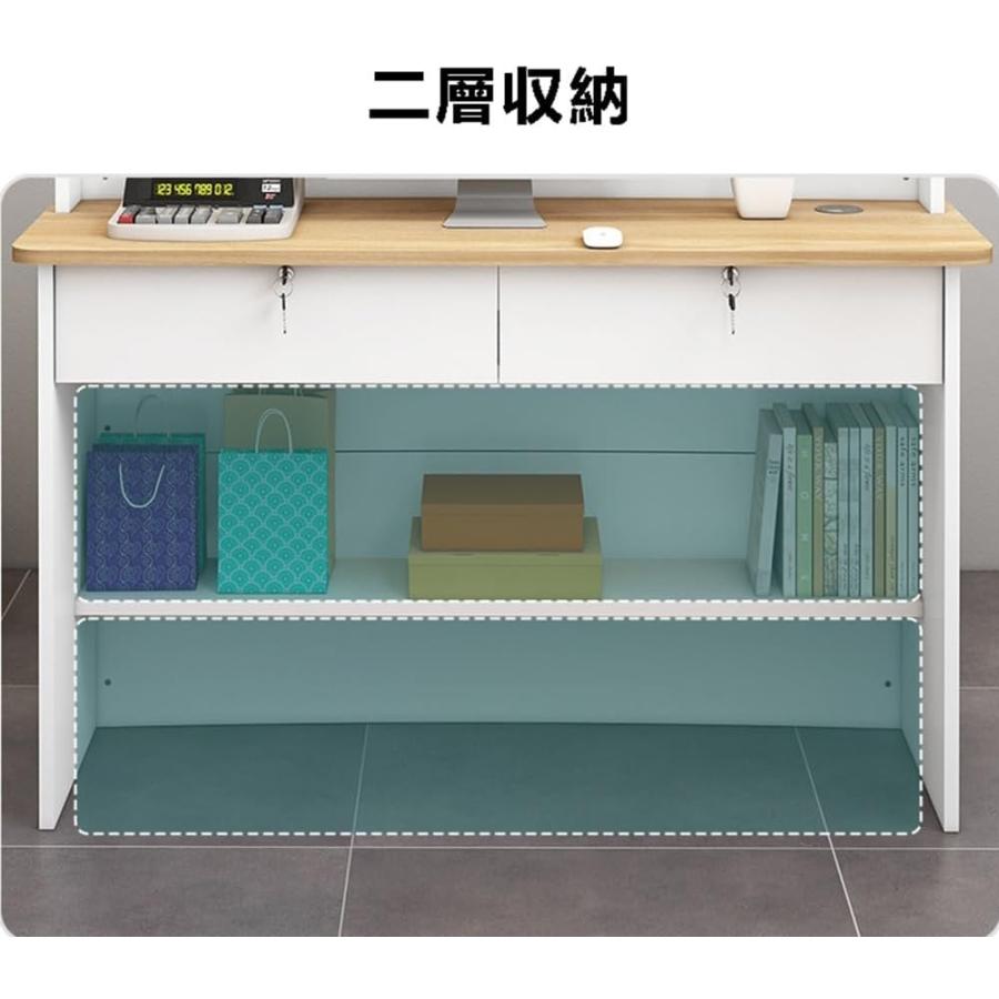 商談テーブルシンプルなカウンター 受付カウンター レジ カウンター 店舗カウンター 木製スモールフロントデスク 収納機能付き ハイテーブル_3