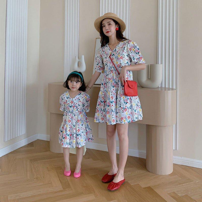 ママ 娘さん 親子お揃い ママとお揃い 娘とペアルック 親子ペア フローラル ワンピース 花柄 半袖 親子服 キッズ プレゼント 女の子 レディース 子供服 Iqef0c2y0y Quinoabrindes Com Br