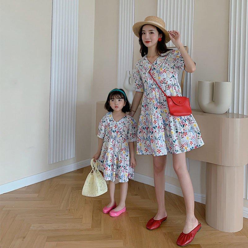ママ 娘さん 親子お揃い ママとお揃い 娘とペアルック 親子ペア フローラル ワンピース 花柄 半袖 親子服 キッズ プレゼント 女の子 レディース 子供服 Iqef0c2y0y Quinoabrindes Com Br