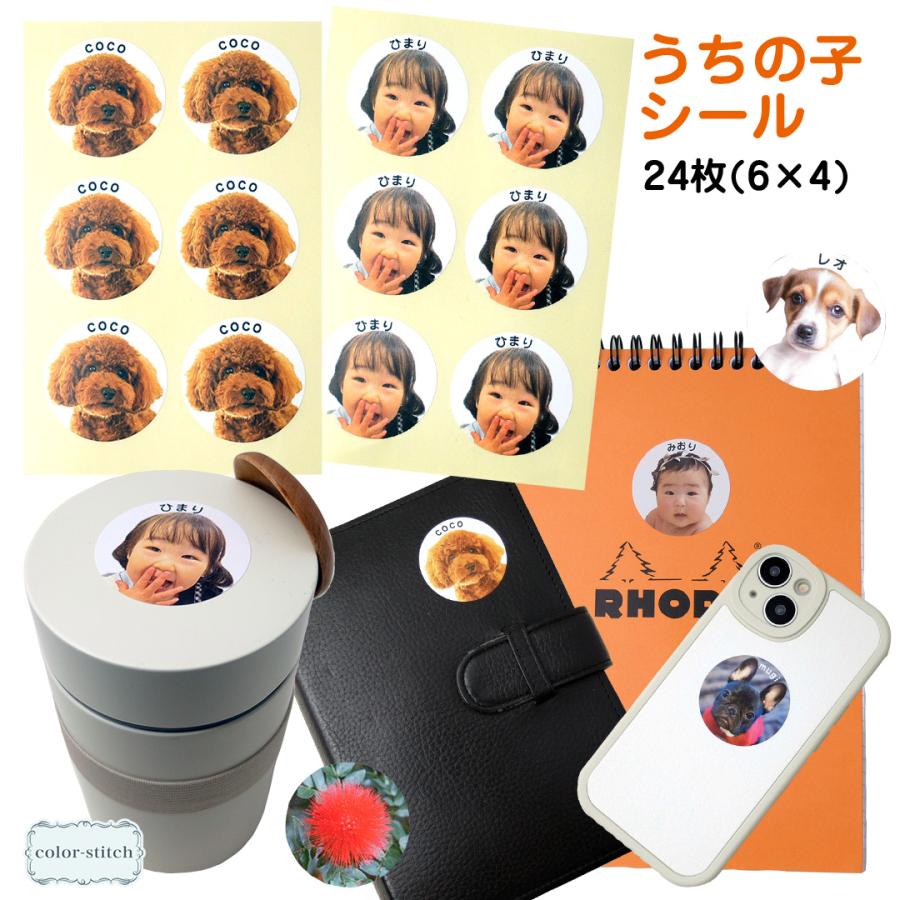 オリジナルシール うちの子 ペット 子供 名入れ 24枚 ステッカー