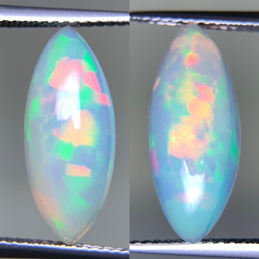 オパール(ペアセット) 2.577ct/2.930ct 宝石鑑別書付き 17.5mm×7.3mm×4.9mm/17.4mm×7.3mm×5.2mm 天然 ルース（ 裸石 ） 4990Y_4