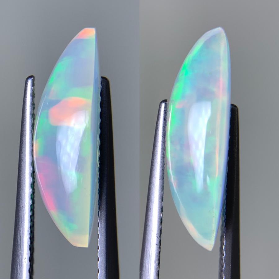 オパール(ペアセット) 2.577ct/2.930ct 宝石鑑別書付き 17.5mm×7.3mm×4.9mm/17.4mm×7.3mm×5.2mm 天然 ルース（ 裸石 ） 4990Y_6