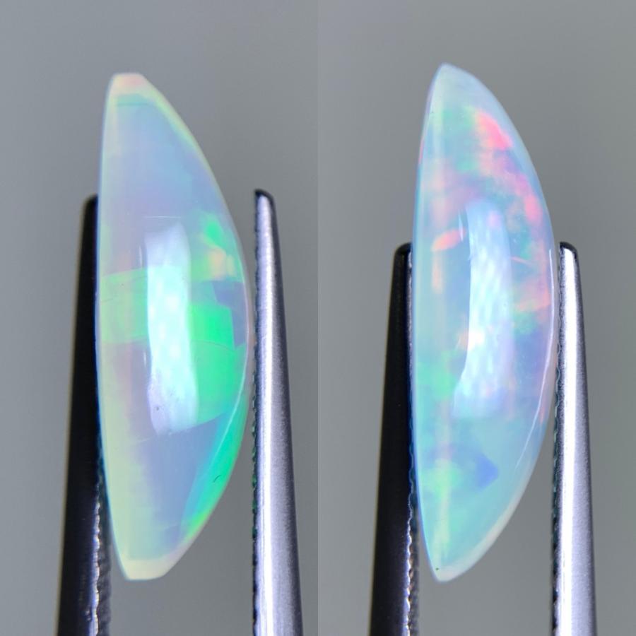 オパール(ペアセット) 2.577ct/2.930ct 宝石鑑別書付き 17.5mm×7.3mm×4.9mm/17.4mm×7.3mm×5.2mm 天然 ルース（ 裸石 ） 4990Y_7