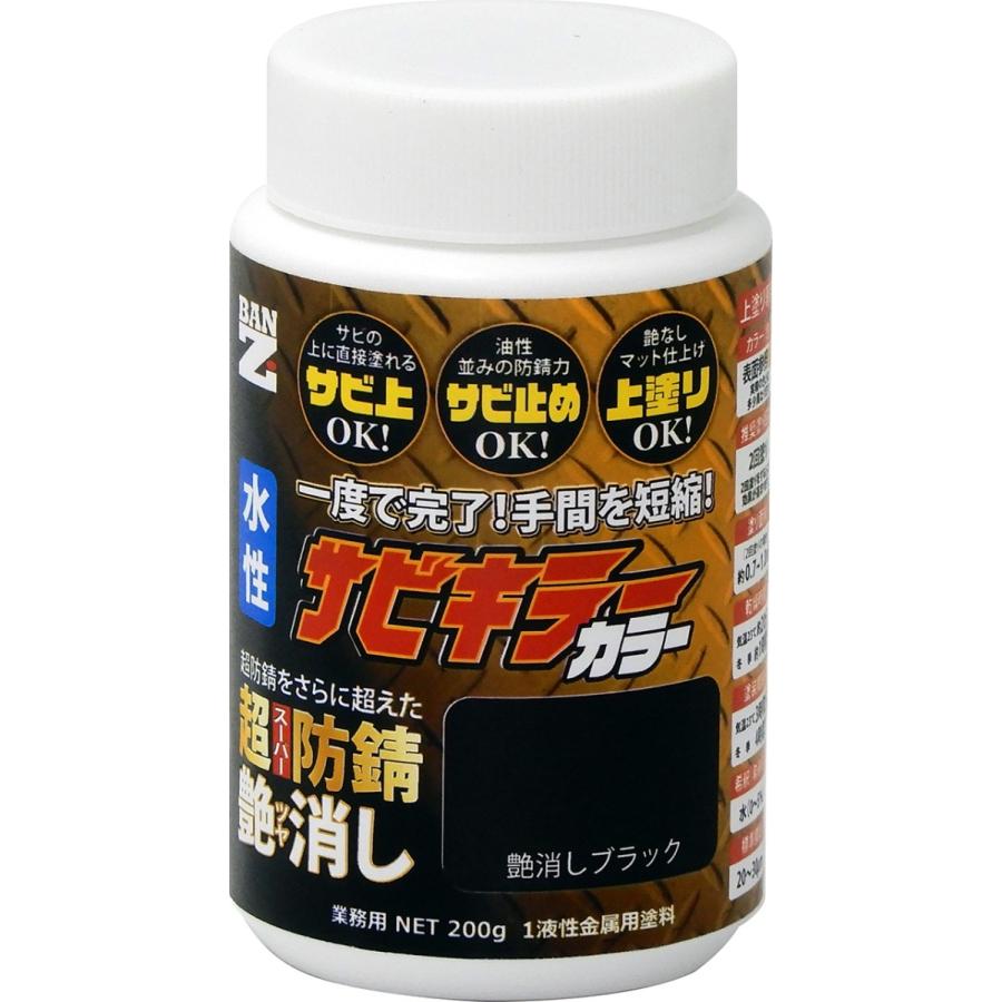 サビキラーカラー艶消し  つや消し黒 200g 水性防錆塗料 BAN-ZI 艶消しブラック｜colorbucks-outlet