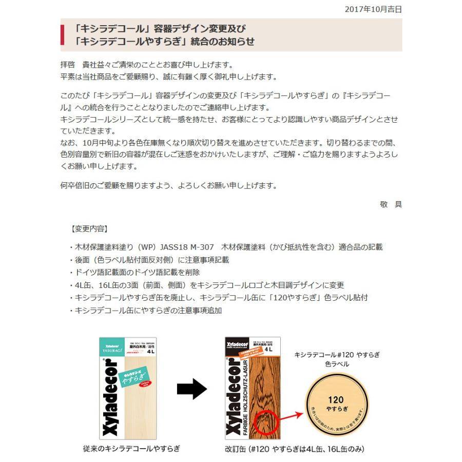 キシラデコール やすらぎ　4L キシラデ　白木用（クリアー） 大阪ガスケミカル｜colorbucks-outlet｜02