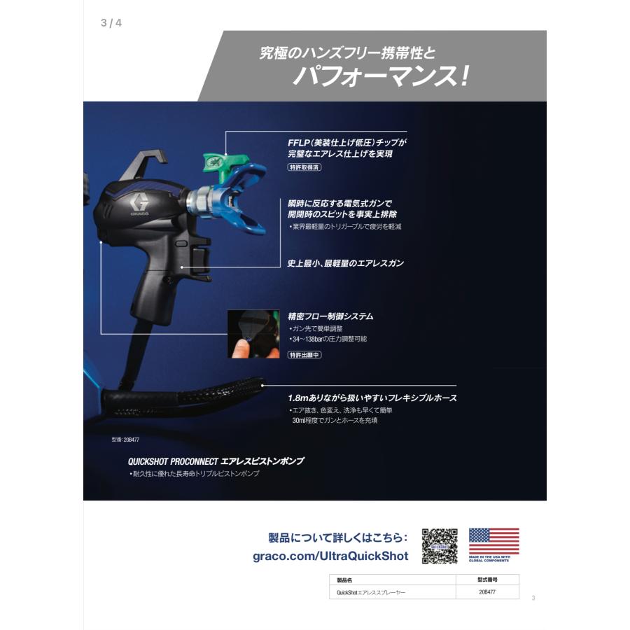 グラコ ウルトラクイックショット 20B477 バッテリー式ポータブル