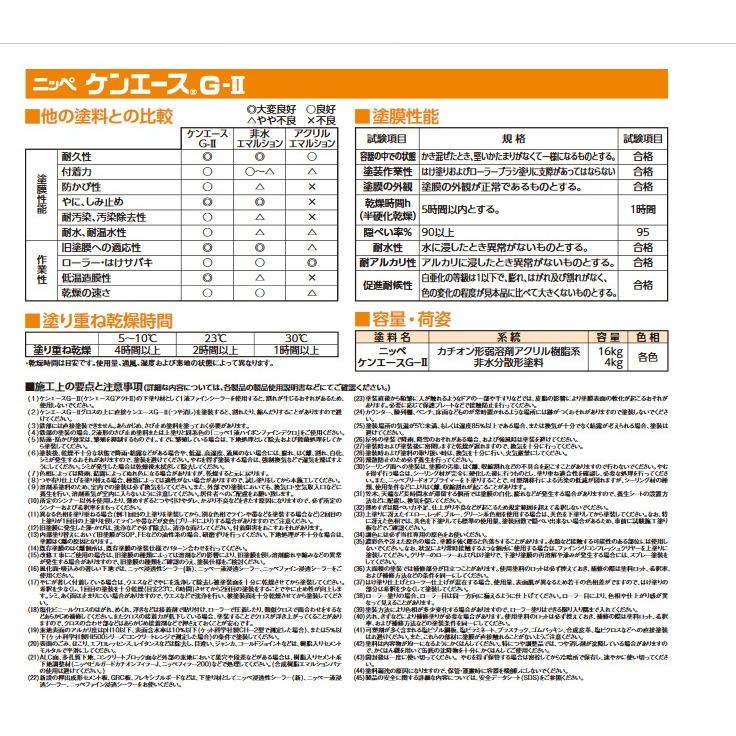 NIPPON PAINT 日本ペイント ケンエースG2 16kg ツヤ消し 白 弱溶剤