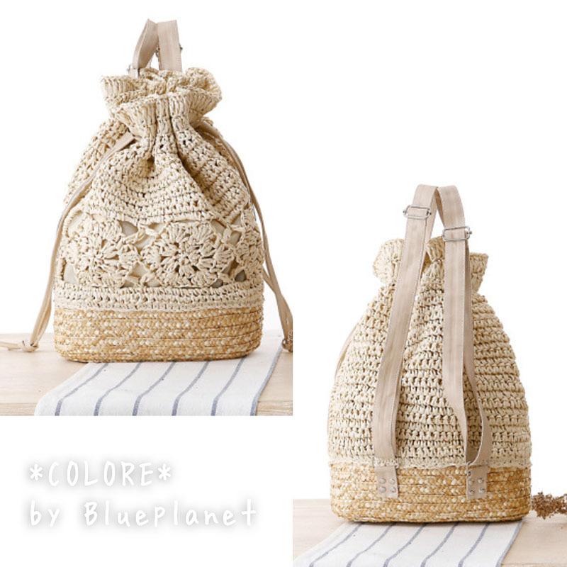 かごリュックサック かごバッグ リュック ナチュラル ペーパー