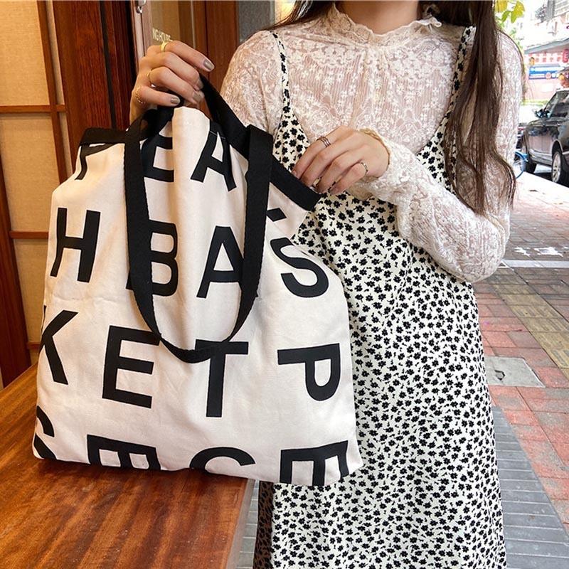 SALE】【メール便送料無料】2WAY 英字 トートバッグ 大容量 キャンバス  