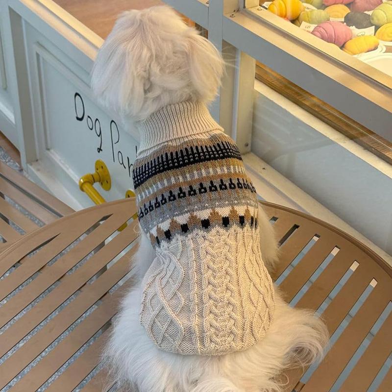 送料無料】ケーブル編み フェアアイル柄 犬 犬用 服 ニット セーター