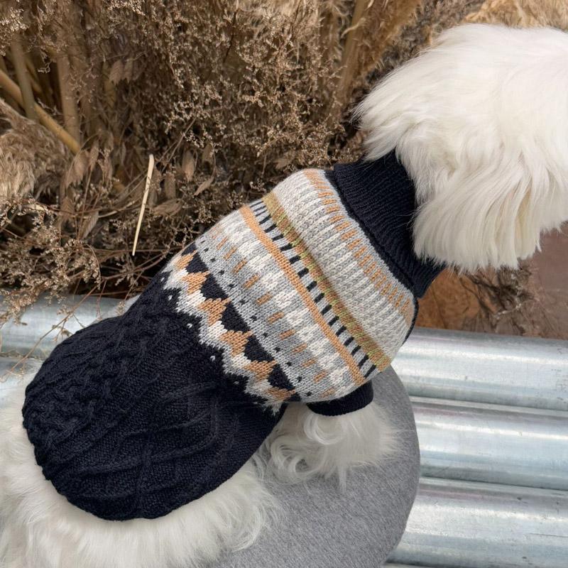 送料無料】ケーブル編み フェアアイル柄 犬 犬用 服 ニット セーター