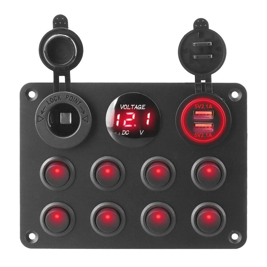 8ギャングスイッチ プッシュボタントグル スイッチパネル 自動変更スイッチ Usb Led 車 トラック トレーラー マリンボート 船 12 24v C Shopカラフル 通販 Yahoo ショッピング