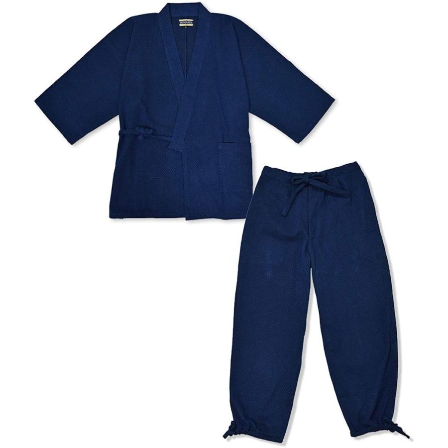 太刺子作務衣 日本製 (M， 濃紺) 和粋庵特製巾着付き 日本製 M， 濃紺 和粋庵特製巾着付き