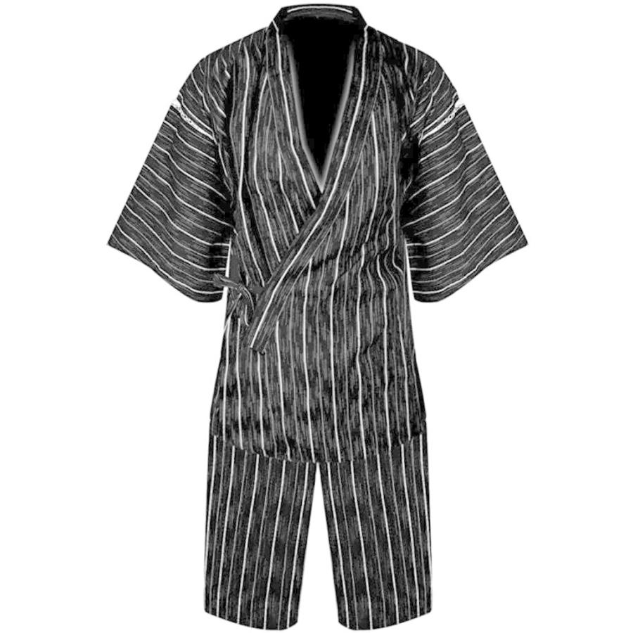 Lサイズ 003 黒 ストライプ しじら織り甚平 花火夏祭り ヤクザ やくざ オラオラ系 悪羅悪羅系 ヤンキー チンピラ ちょい悪 チョ 甚平 Www Swagpur Com