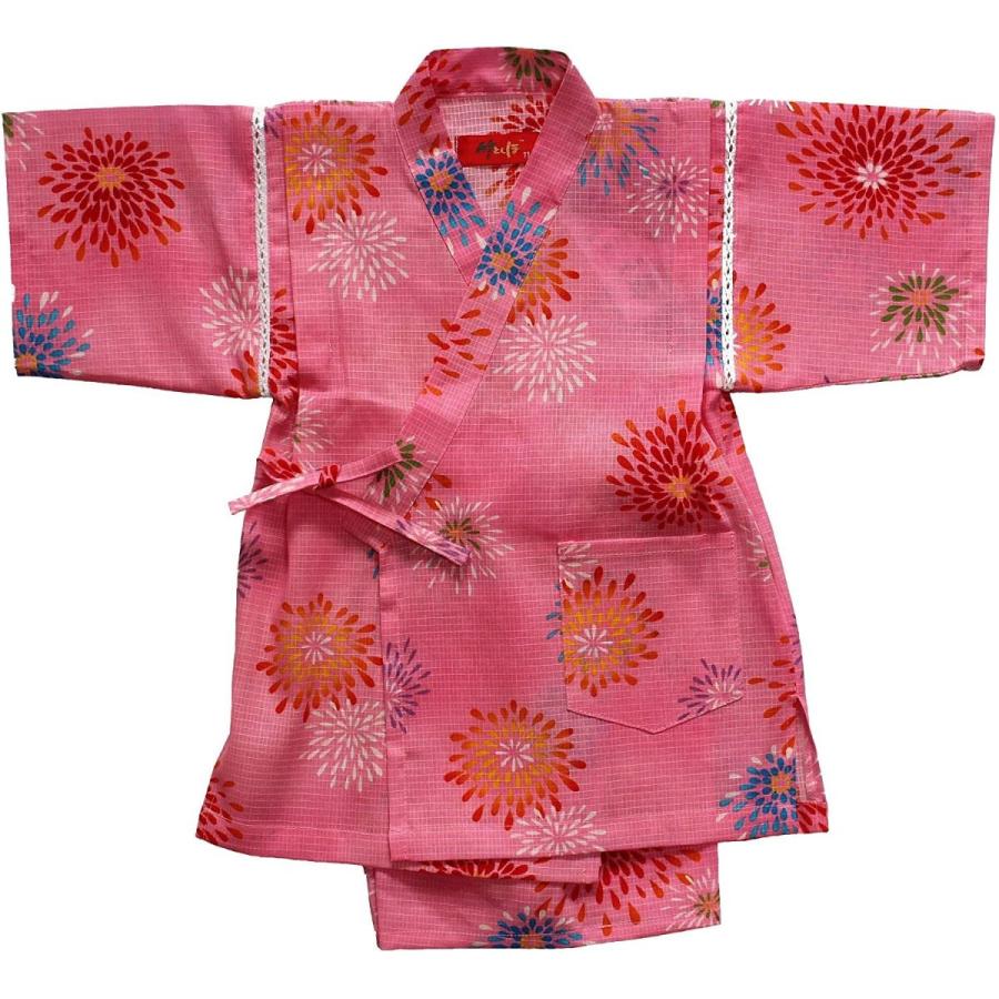 全国宅配無料 子供甚平 女の子 女児 キッズ じんべい 花火柄 ピンク 日本製 紅梅 綿100 サイズ９０ １００ １１０ １２０cm 夏祭り 花火 夏 楽天 Turningheadskennel Com