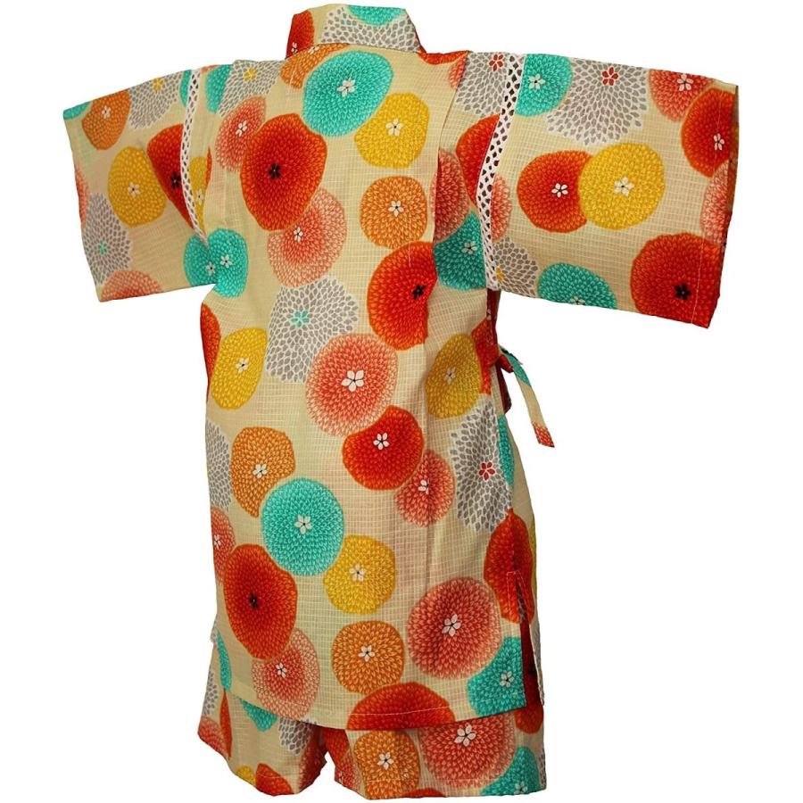 高速配送 子供甚平 女の子 女児 キッズ じんべい 菊尽くし ベージュ 日本製 紅梅 綿100 サイズ９０ １００ １１０ １２０cm 夏祭り 花火 公式の Turningheadskennel Com